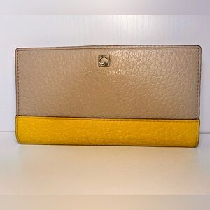Kate Spade Spencer Tan & Yellow Leather Bifold Wallet